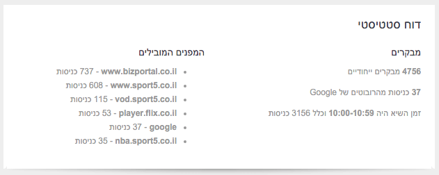 דוח אחסון יומי - סטטיסטיקה