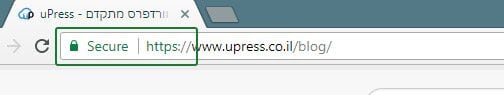 תעודת SSL - דוגמא לאתר עם https תקין ומנעול ירוק בדפדפן